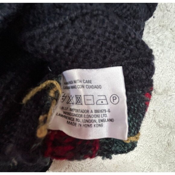 Vintage Precis Petite Small Black/Red Plaid Cable-Knit V-Neck Sweater Vest Wool - Picture 9 of 9